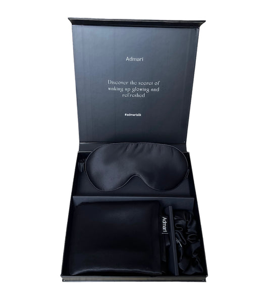 Silk Pillowcase Gift Set - Black - Queen